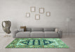 Machine Washable Persian Turquoise Traditional Area Rugs in a Living Room,, wshtr1149turq