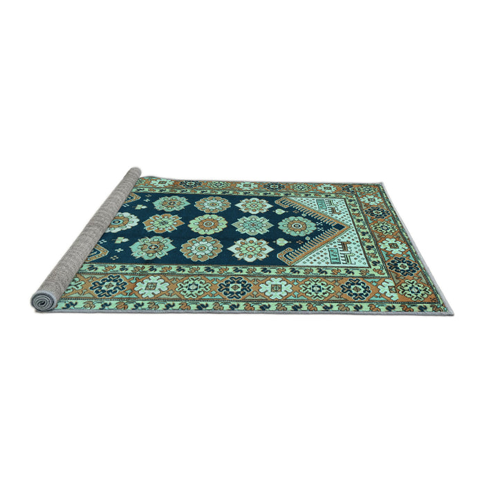 Sideview of Machine Washable Persian Light Blue Traditional Rug, wshtr1149lblu