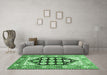 Machine Washable Persian Emerald Green Traditional Area Rugs in a Living Room,, wshtr1149emgrn