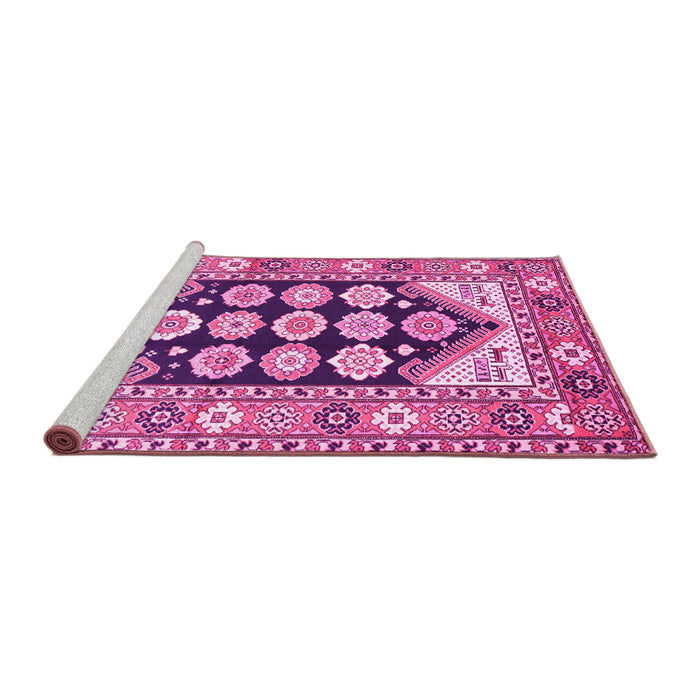 Sideview of Machine Washable Persian Pink Traditional Rug, wshtr1149pnk