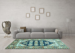 Machine Washable Persian Light Blue Traditional Rug in a Living Room, wshtr1149lblu