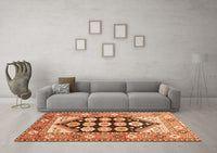 Machine Washable Persian Orange Traditional Rug, wshtr1149org