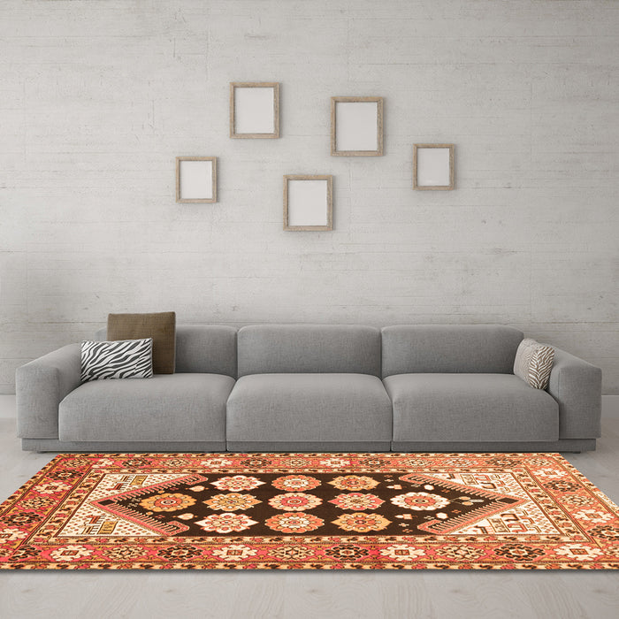 Machine Washable Persian Orange Traditional Area Rugs in a Living Room, wshtr1149org