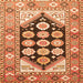 Round Machine Washable Persian Orange Traditional Area Rugs, wshtr1149org