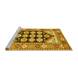 Sideview of Machine Washable Persian Yellow Traditional Rug, wshtr1149yw