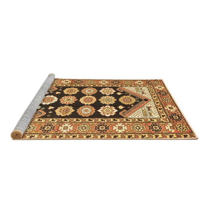 Sideview of Machine Washable Persian Brown Traditional Rug, wshtr1149brn
