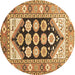 Round Persian Brown Traditional Rug, tr1149brn