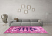 Machine Washable Persian Pink Traditional Rug in a Living Room, wshtr1149pnk