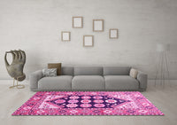 Machine Washable Persian Pink Traditional Rug, wshtr1149pnk