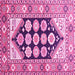 Square Machine Washable Persian Pink Traditional Rug, wshtr1149pnk