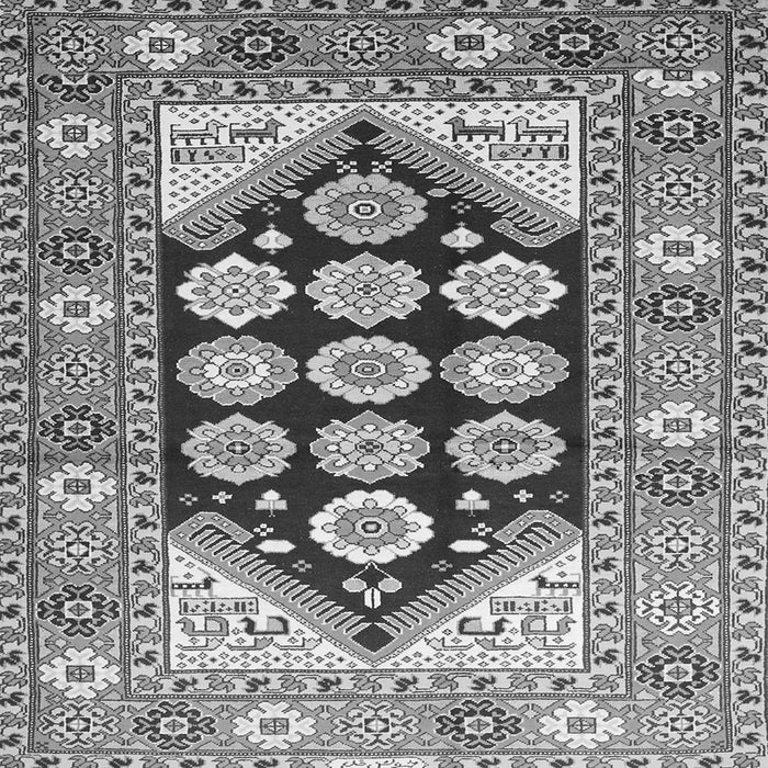 Round Machine Washable Persian Gray Traditional Rug, wshtr1149gry