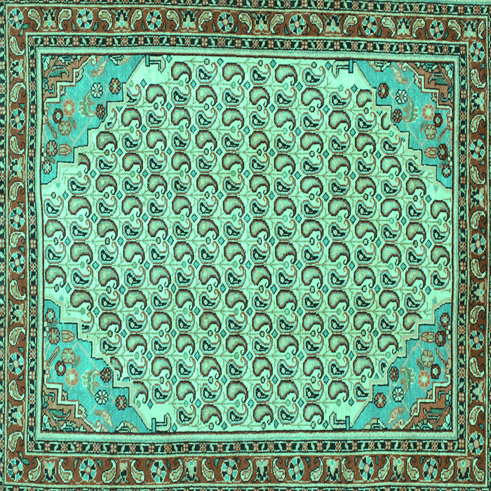 Square Machine Washable Persian Turquoise Traditional Area Rugs, wshtr114turq
