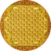 Round Machine Washable Persian Yellow Traditional Rug, wshtr114yw