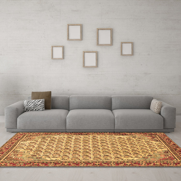 Machine Washable Persian Brown Traditional Rug in a Living Room,, wshtr114brn