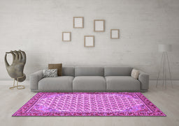 Machine Washable Persian Purple Traditional Area Rugs in a Living Room, wshtr114pur