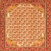 Round Machine Washable Persian Orange Traditional Area Rugs, wshtr114org