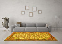 Machine Washable Persian Yellow Traditional Rug, wshtr114yw