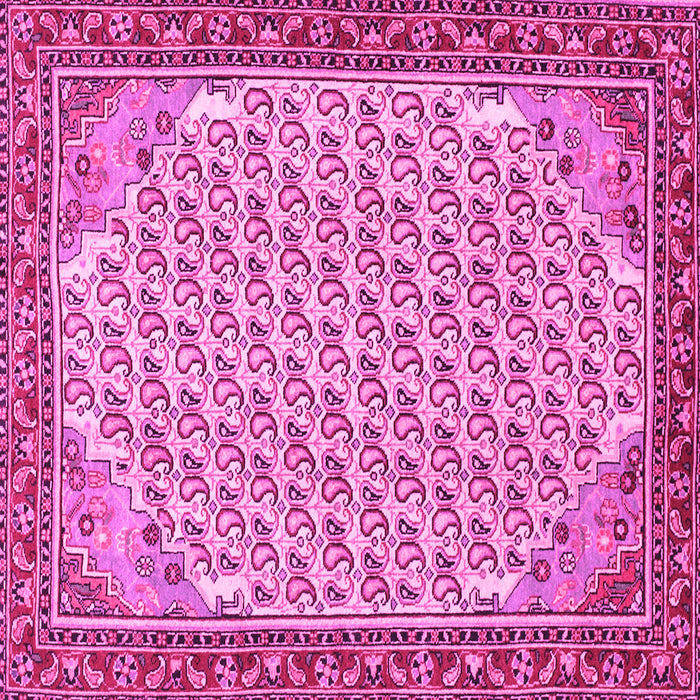 Square Machine Washable Persian Pink Traditional Rug, wshtr114pnk