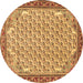 Round Persian Brown Traditional Rug, tr114brn