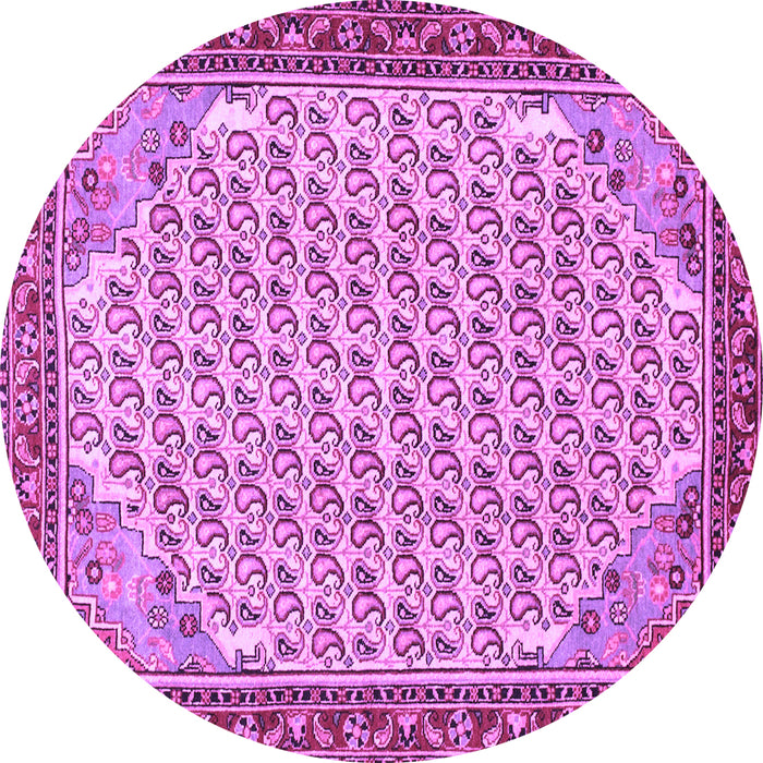 Round Persian Purple Traditional Rug, tr114pur