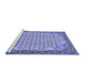 Sideview of Machine Washable Persian Blue Traditional Rug, wshtr114blu