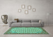 Machine Washable Persian Turquoise Traditional Area Rugs in a Living Room,, wshtr114turq