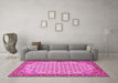 Machine Washable Persian Pink Traditional Rug in a Living Room, wshtr114pnk