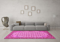 Machine Washable Persian Pink Traditional Rug, wshtr114pnk