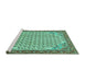 Sideview of Machine Washable Persian Turquoise Traditional Area Rugs, wshtr114turq