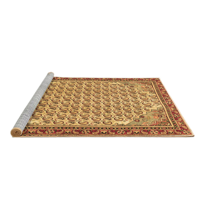 Sideview of Machine Washable Persian Brown Traditional Rug, wshtr114brn