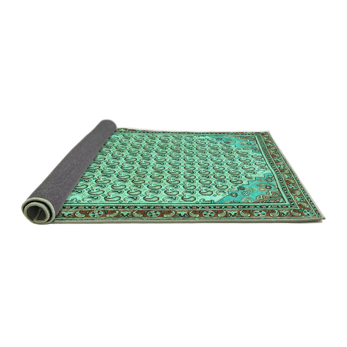 Sideview of Persian Turquoise Traditional Rug, tr114turq