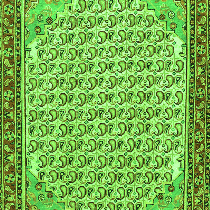 Serging Thickness of Machine Washable Persian Green Traditional Area Rugs, wshtr114grn