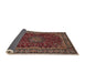 Sideview of Traditional Saffron Red Medallion Rug, tr115