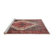 Sideview of Machine Washable Traditional Brown Red Rug, wshtr1150