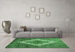 Machine Washable Medallion Emerald Green Traditional Area Rugs in a Living Room,, wshtr1150emgrn