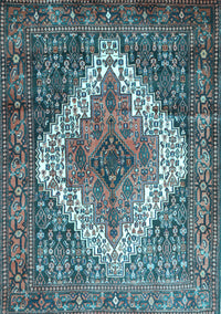 Medallion Light Blue Traditional Rug, tr1150lblu