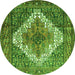 Machine Washable Medallion Green Traditional Area Rugs, wshtr1150grn