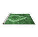 Sideview of Machine Washable Medallion Emerald Green Traditional Area Rugs, wshtr1150emgrn