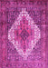 Machine Washable Medallion Pink Traditional Rug, wshtr1150pnk