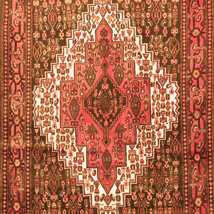 Serging Thickness of Machine Washable Medallion Orange Traditional Area Rugs, wshtr1150org