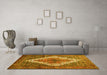 Machine Washable Medallion Yellow Traditional Rug in a Living Room, wshtr1150yw