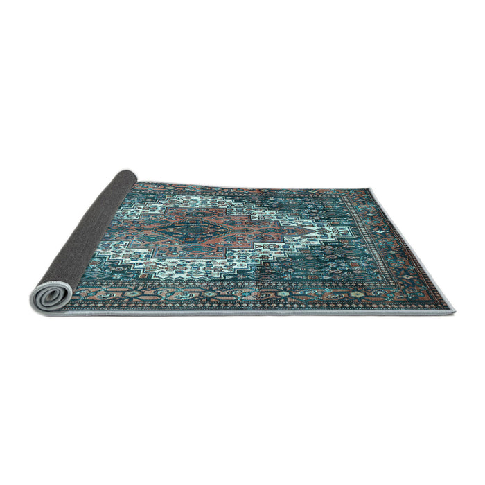Sideview of Medallion Light Blue Traditional Rug, tr1150lblu