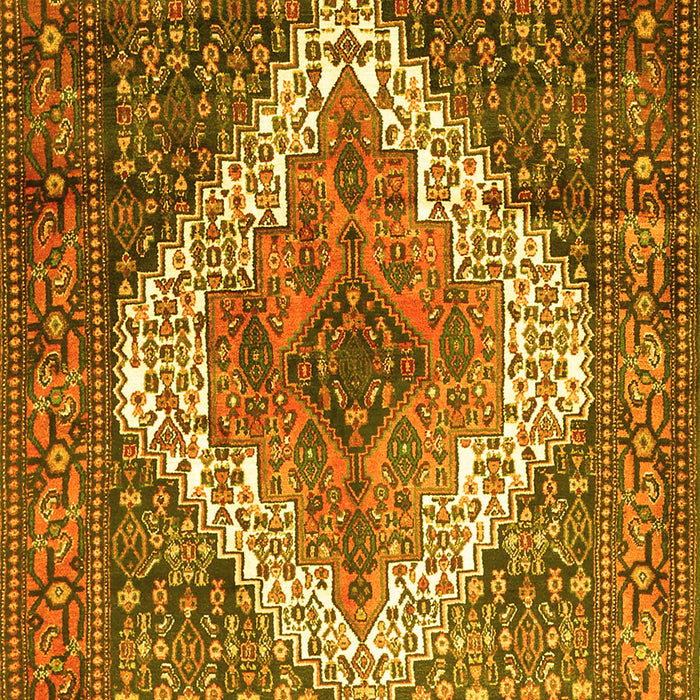 Machine Washable Medallion Yellow Traditional Rug, wshtr1150yw