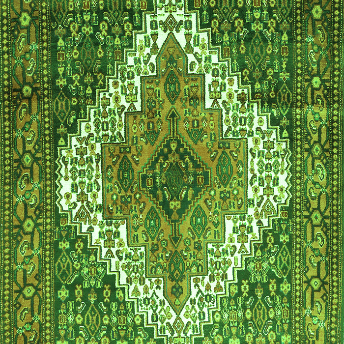 Serging Thickness of Machine Washable Medallion Green Traditional Area Rugs, wshtr1150grn