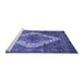 Sideview of Machine Washable Medallion Blue Traditional Rug, wshtr1150blu