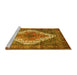 Sideview of Machine Washable Medallion Yellow Traditional Rug, wshtr1150yw