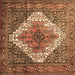 Square Medallion Brown Traditional Rug, tr1150brn