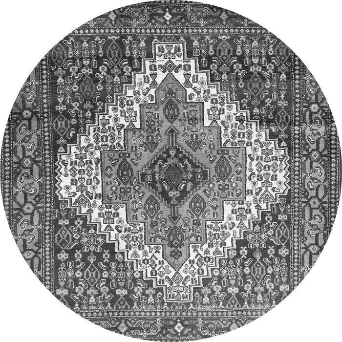 Machine Washable Medallion Gray Traditional Rug, wshtr1150gry