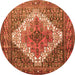 Square Medallion Orange Traditional Rug, tr1150org