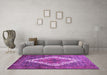 Machine Washable Medallion Purple Traditional Area Rugs in a Living Room, wshtr1150pur